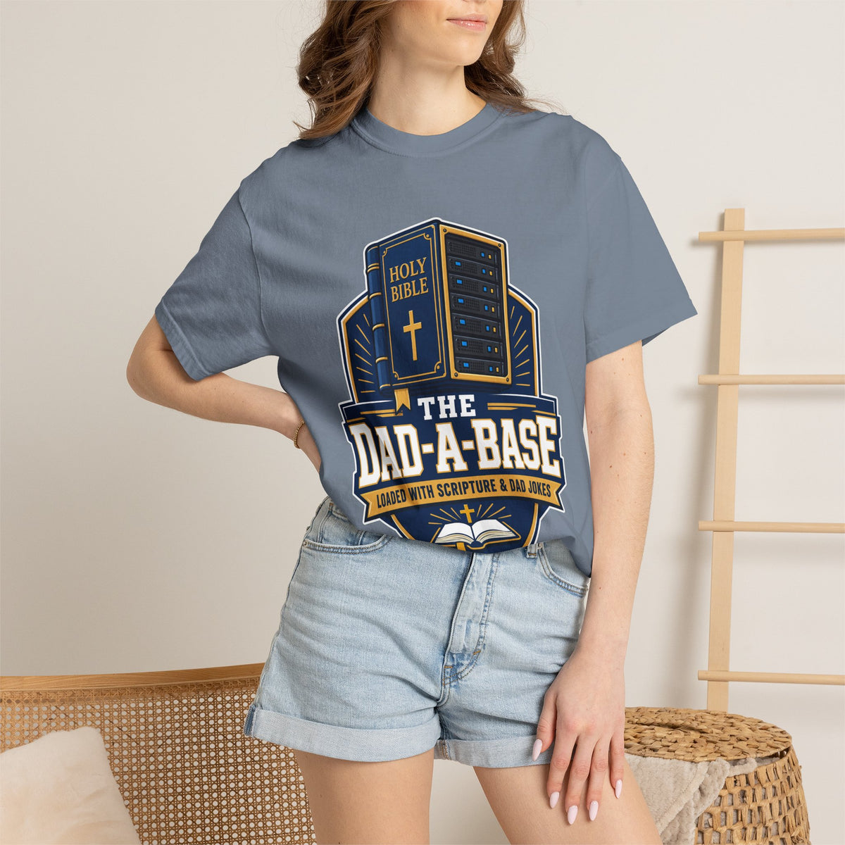 Dad-A-Base Christian T-Shirt — "The Dad-A-Base" Bible & Dad Jokes Design - Maxx7Designs