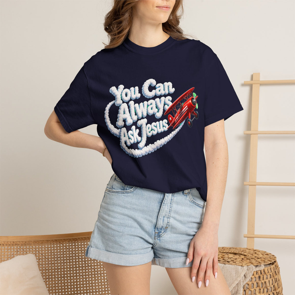 You Can Always Ask Jesus T-Shirt — Retro Biplane Skywriting Christian Tee - Maxx7Designs