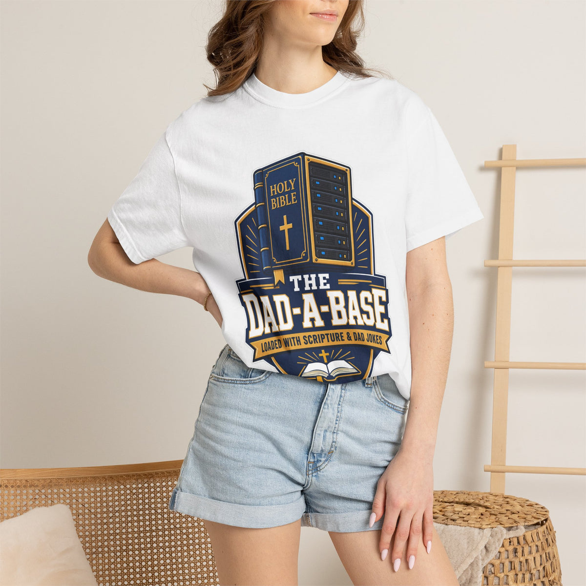 Dad-A-Base Christian T-Shirt — "The Dad-A-Base" Bible & Dad Jokes Design - Maxx7Designs