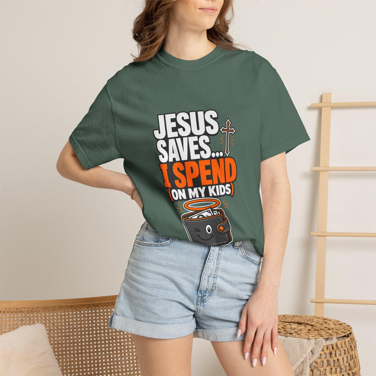 Jesus Saves I Spend On My Kids T-Shirt — Funny Christian Parent Tee - Maxx7Designs