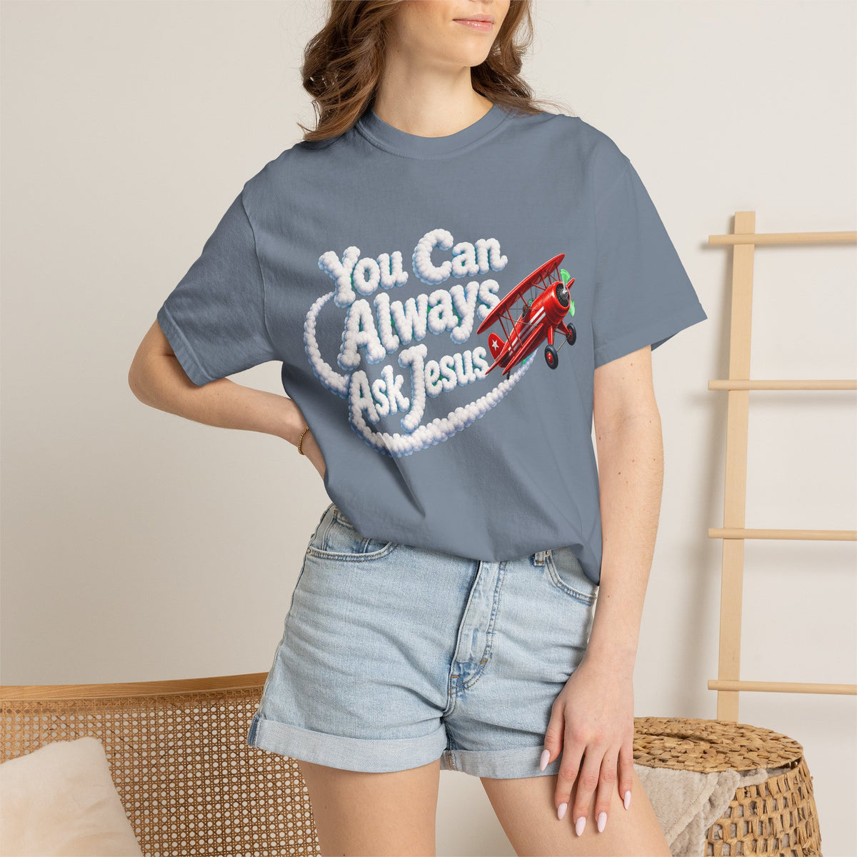 You Can Always Ask Jesus T-Shirt — Retro Biplane Skywriting Christian Tee - Maxx7Designs