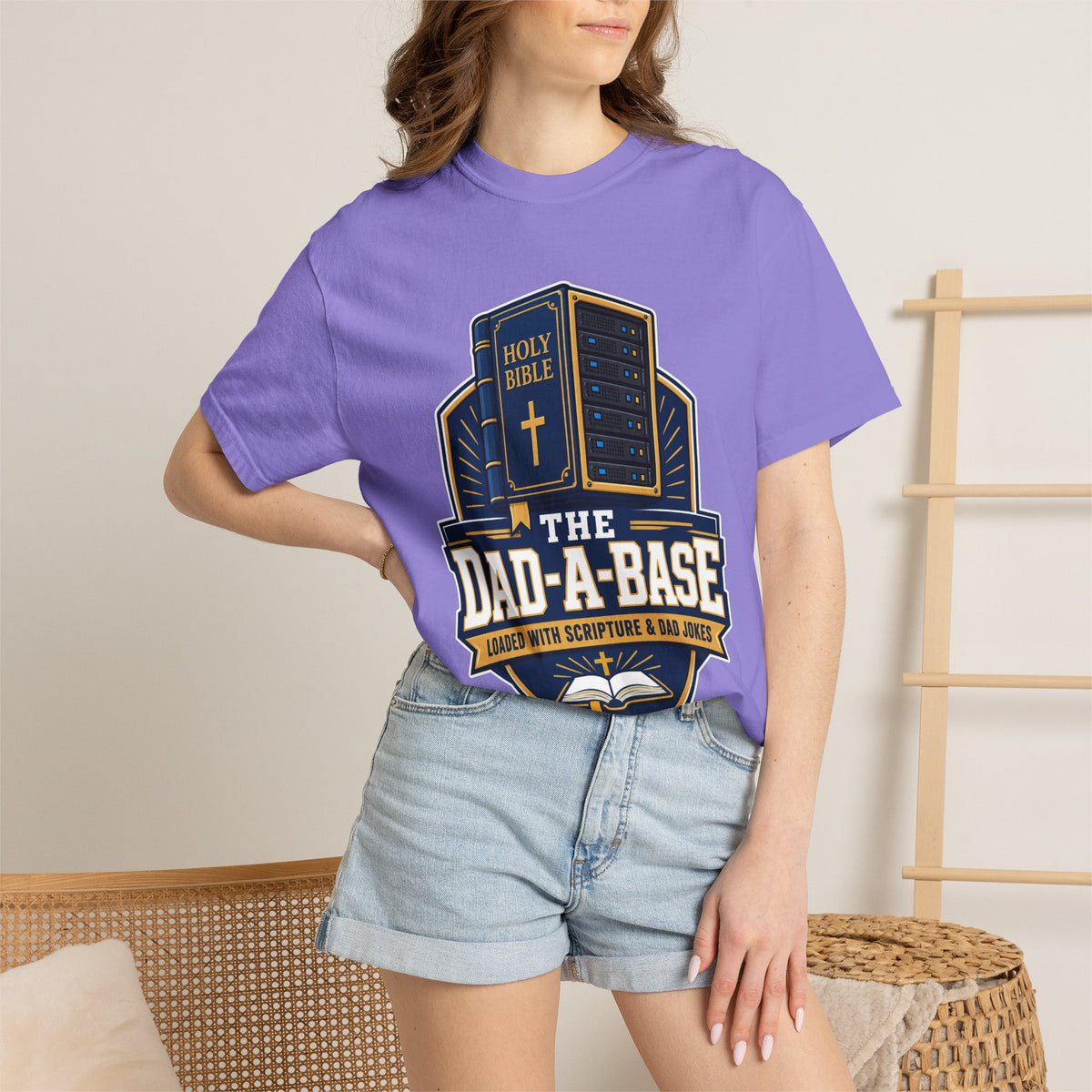 Dad-A-Base Christian T-Shirt — "The Dad-A-Base" Bible & Dad Jokes Design - Maxx7Designs
