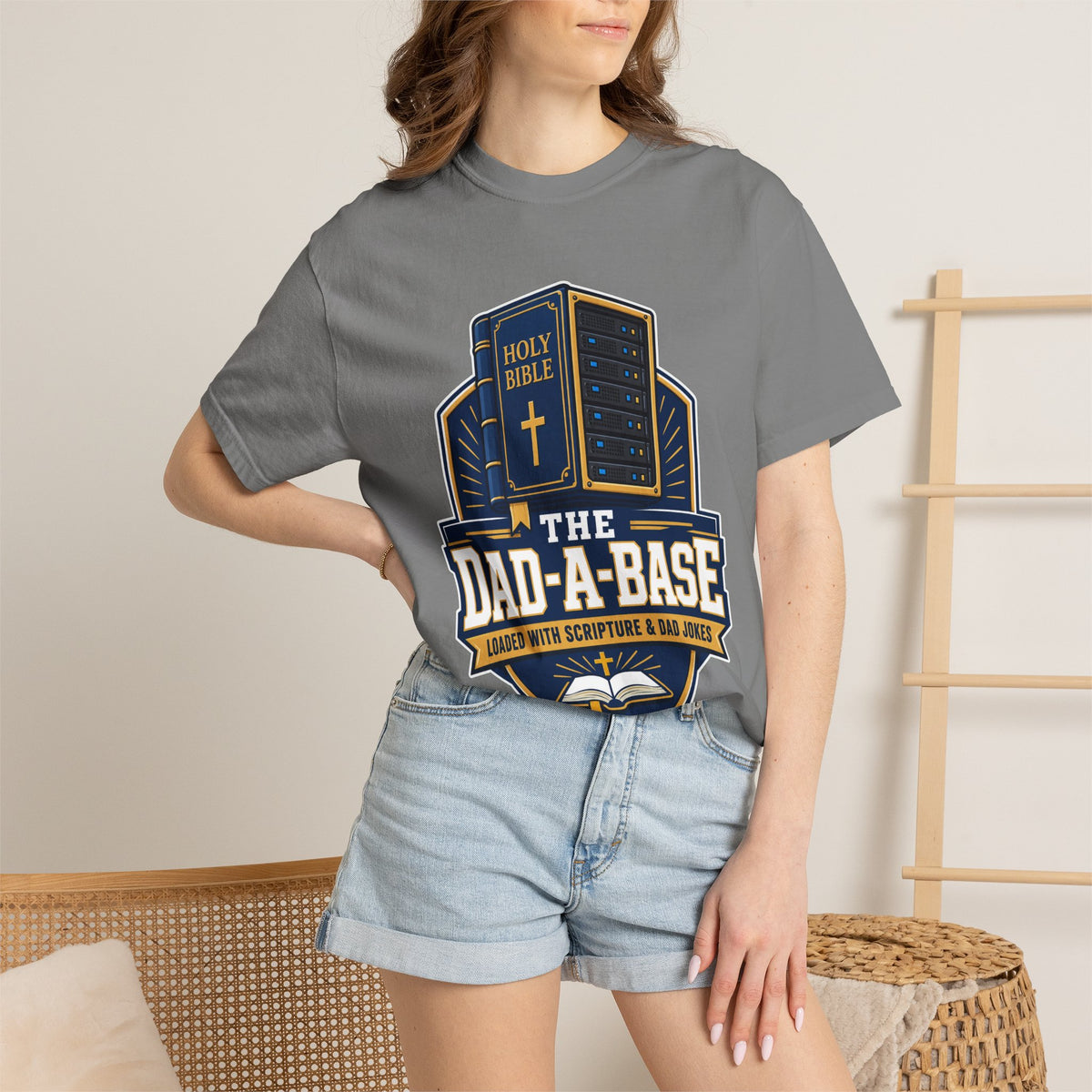 Dad-A-Base Christian T-Shirt — "The Dad-A-Base" Bible & Dad Jokes Design - Maxx7Designs