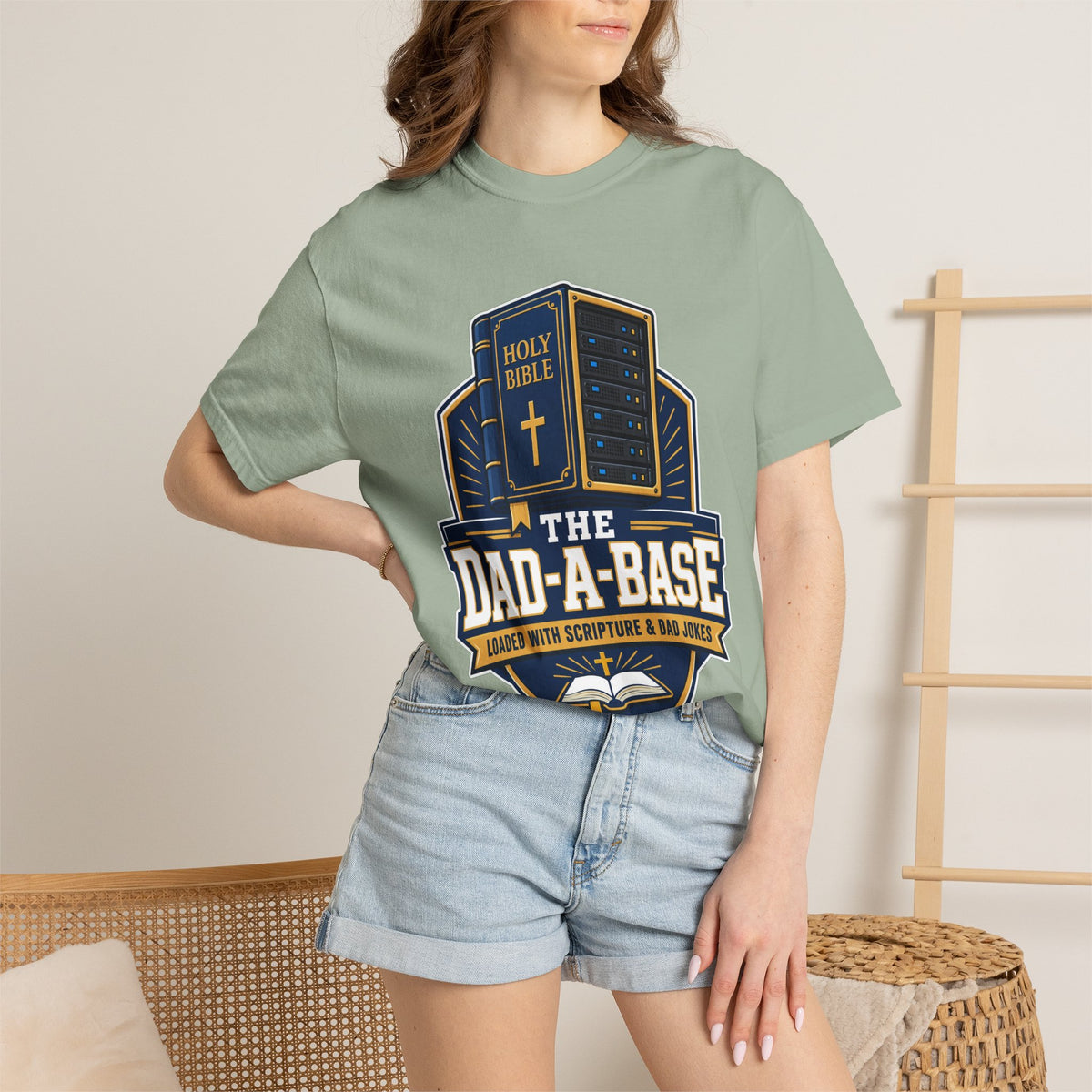 Dad-A-Base Christian T-Shirt — "The Dad-A-Base" Bible & Dad Jokes Design - Maxx7Designs