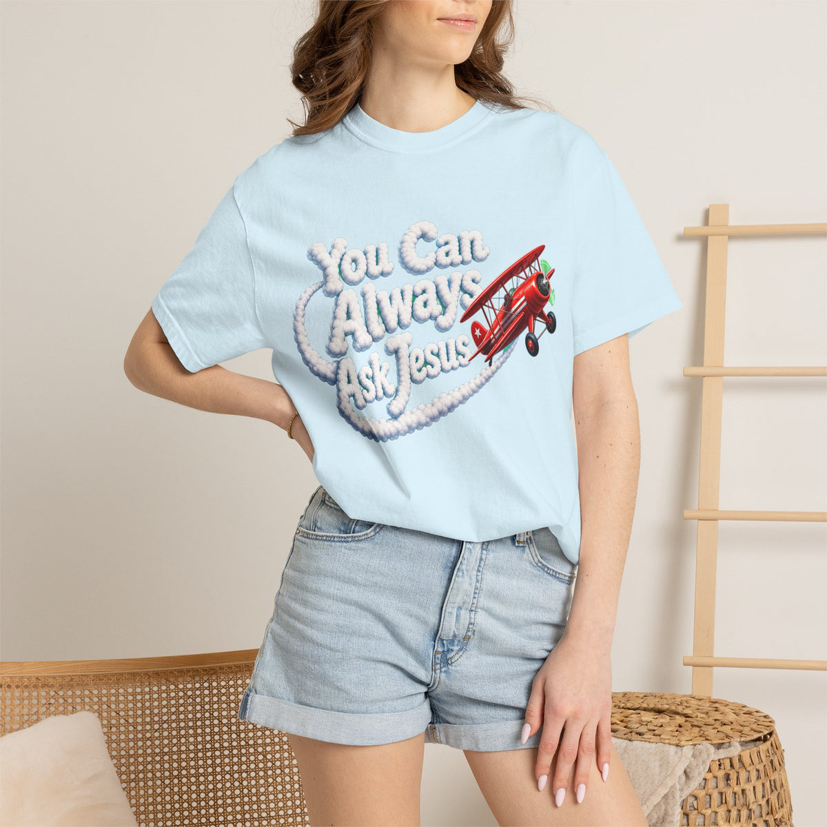 You Can Always Ask Jesus T-Shirt — Retro Biplane Skywriting Christian Tee - Maxx7Designs