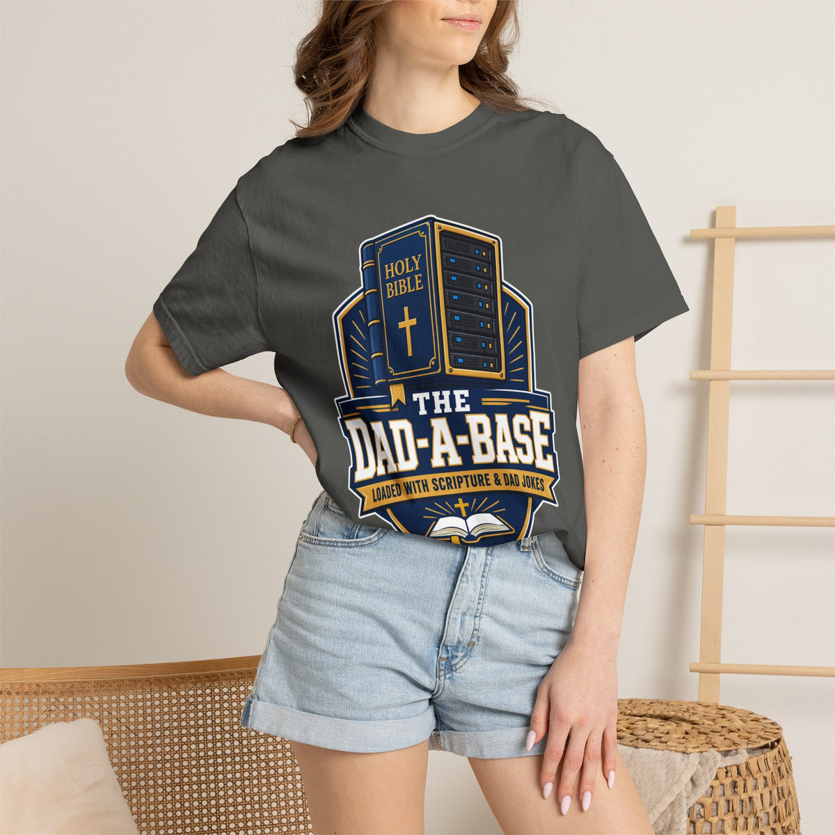 Dad-A-Base Christian T-Shirt — "The Dad-A-Base" Bible & Dad Jokes Design - Maxx7Designs