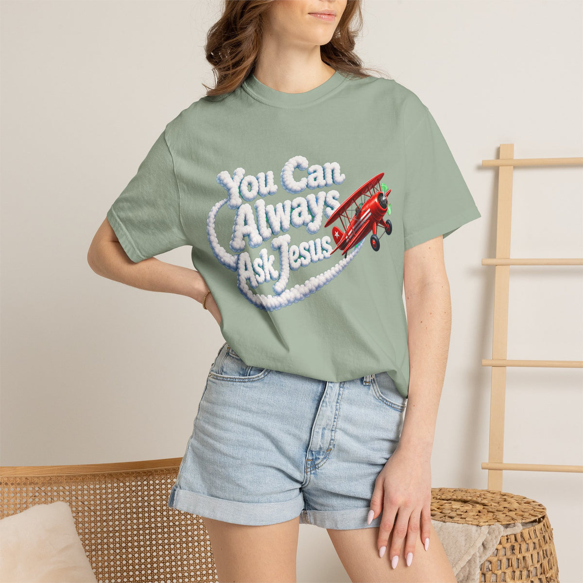 You Can Always Ask Jesus T-Shirt — Retro Biplane Skywriting Christian Tee - Maxx7Designs