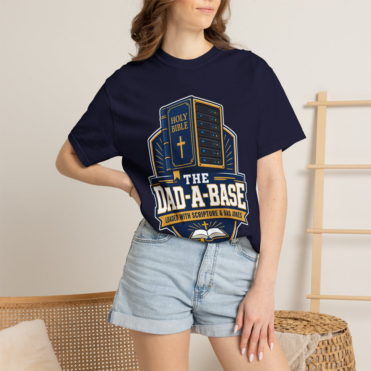 Dad-A-Base Christian T-Shirt — "The Dad-A-Base" Bible & Dad Jokes Design - Maxx7Designs