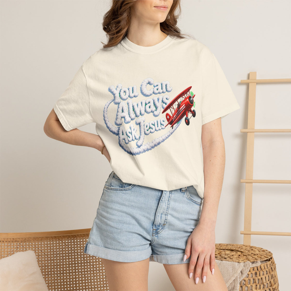 You Can Always Ask Jesus T-Shirt — Retro Biplane Skywriting Christian Tee - Maxx7Designs
