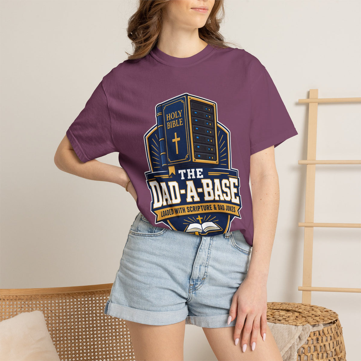 Dad-A-Base Christian T-Shirt — "The Dad-A-Base" Bible & Dad Jokes Design - Maxx7Designs