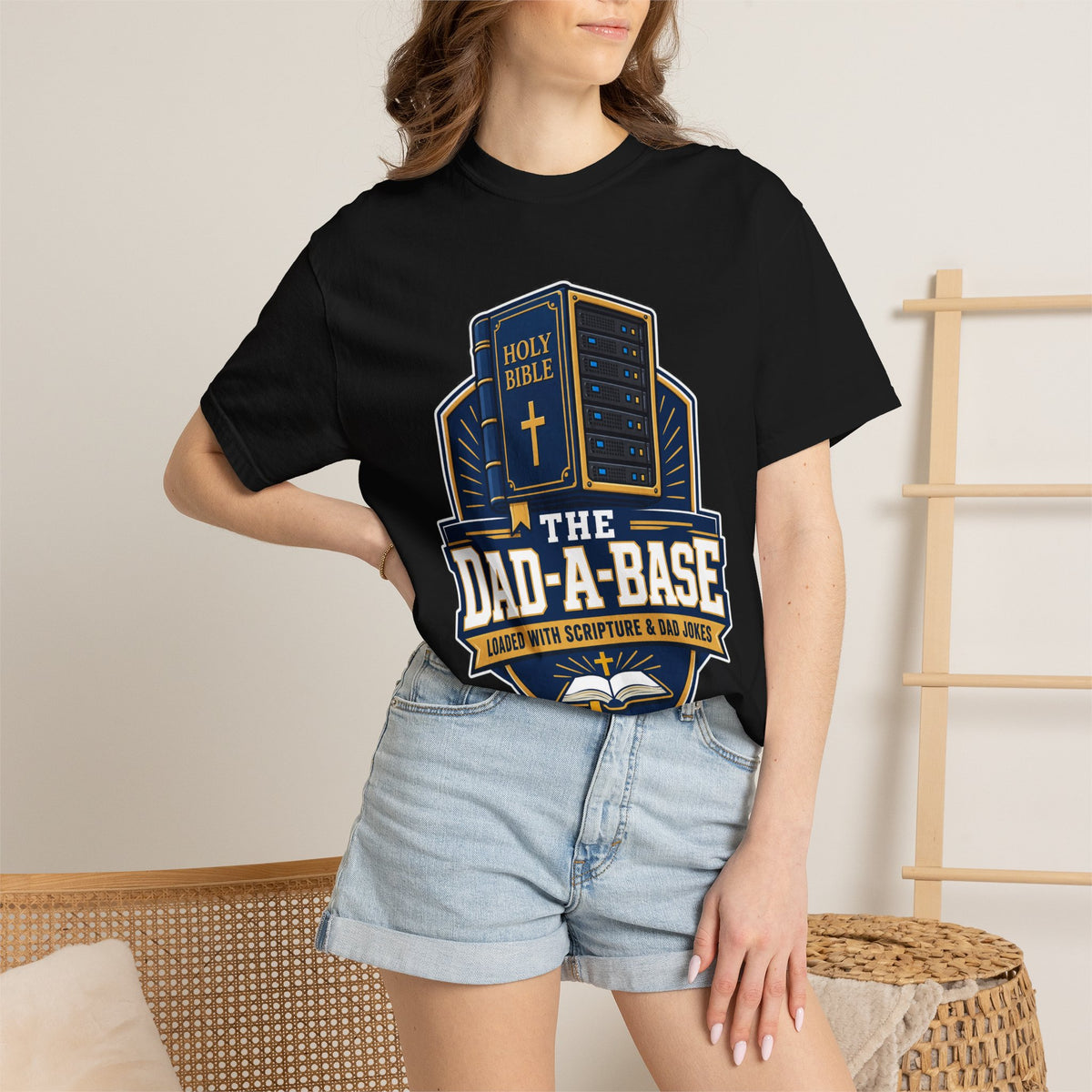Dad-A-Base Christian T-Shirt — "The Dad-A-Base" Bible & Dad Jokes Design - Maxx7Designs
