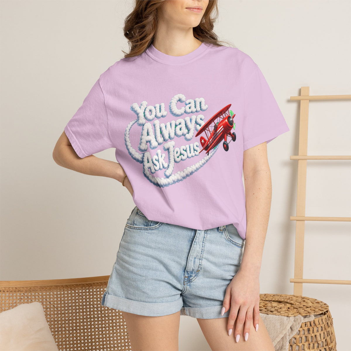You Can Always Ask Jesus T-Shirt — Retro Biplane Skywriting Christian Tee - Maxx7Designs