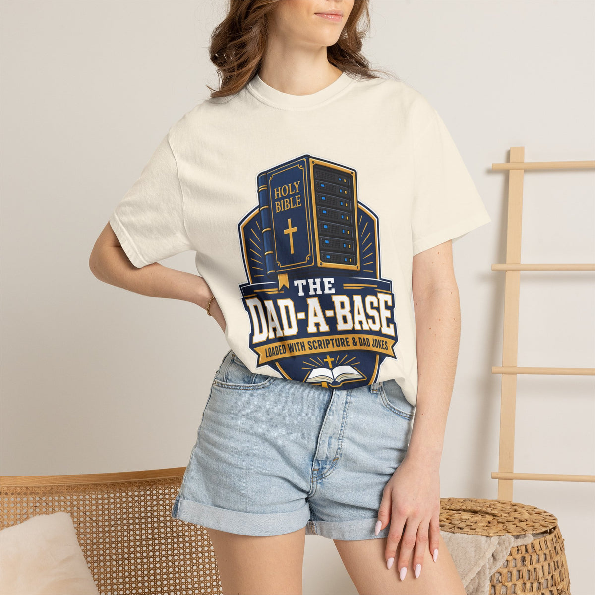 Dad-A-Base Christian T-Shirt — "The Dad-A-Base" Bible & Dad Jokes Design - Maxx7Designs