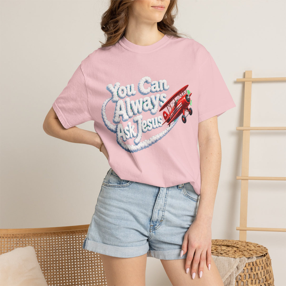 You Can Always Ask Jesus T-Shirt — Retro Biplane Skywriting Christian Tee - Maxx7Designs