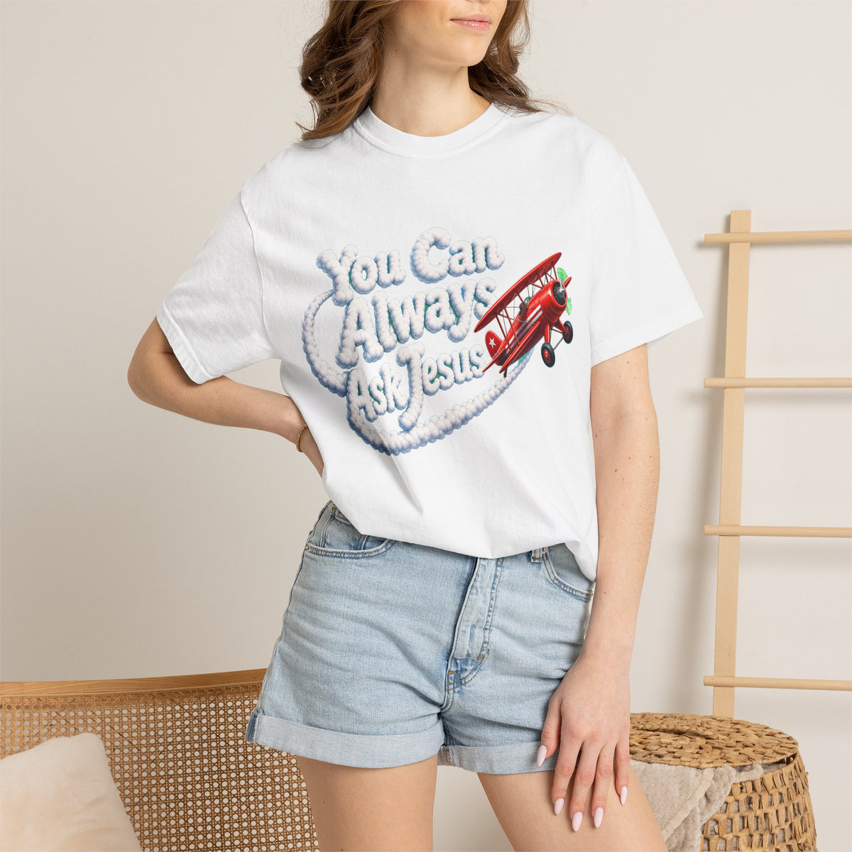 You Can Always Ask Jesus T-Shirt — Retro Biplane Skywriting Christian Tee - Maxx7Designs