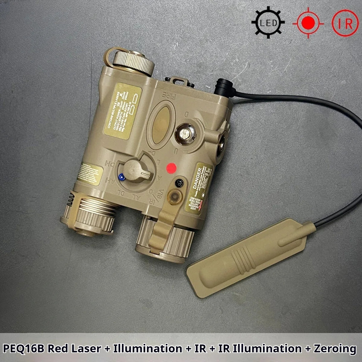 PEQ16B Red Green Laser IR Infrared Illuminator LED Flashlight 20mm Picatinny Tactical Hunting Night Game Accessory