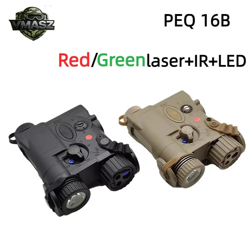 PEQ16B Red Green Laser IR Infrared Illuminator LED Flashlight 20mm Picatinny Tactical Hunting Night Game Accessory