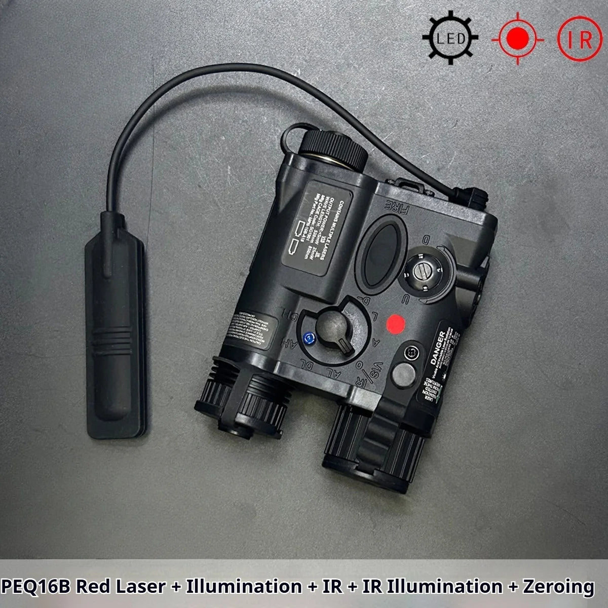 PEQ16B Red Green Laser IR Infrared Illuminator LED Flashlight 20mm Picatinny Tactical Hunting Night Game Accessory