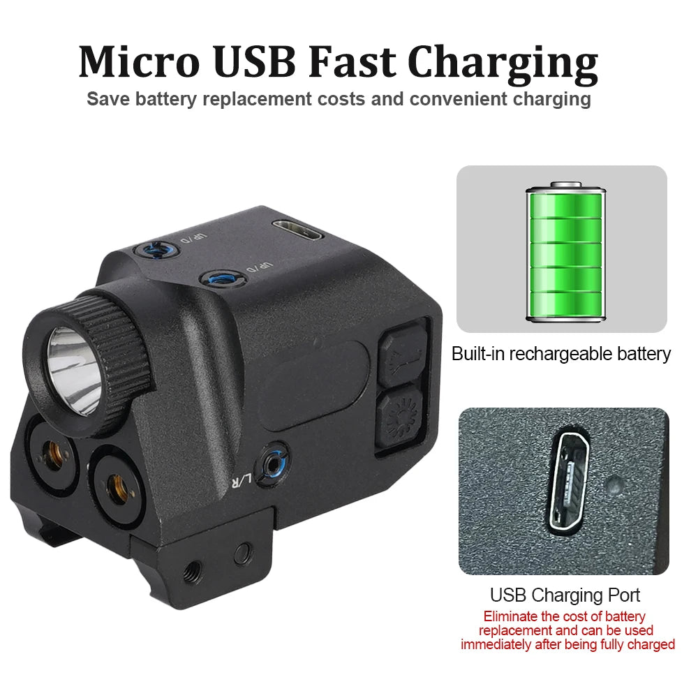 1077 Dual Laser Sight, Laser Pointer, USB Rechargeable, 20mm Picatinny Rail