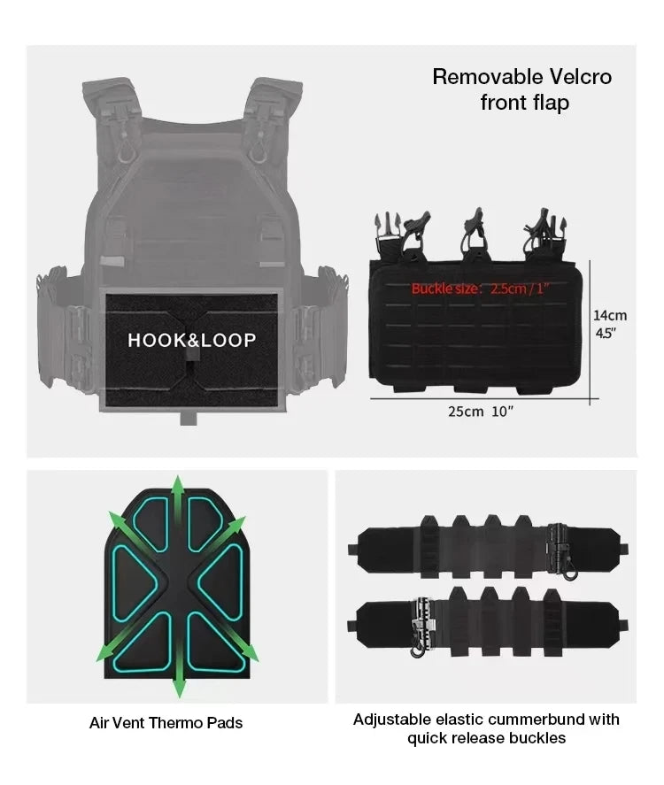 YAKEDA Tactical Vest 6094 Fast detachable light laser cut outdoor hunting black gear carry vest of high quality - Maxx7Designs