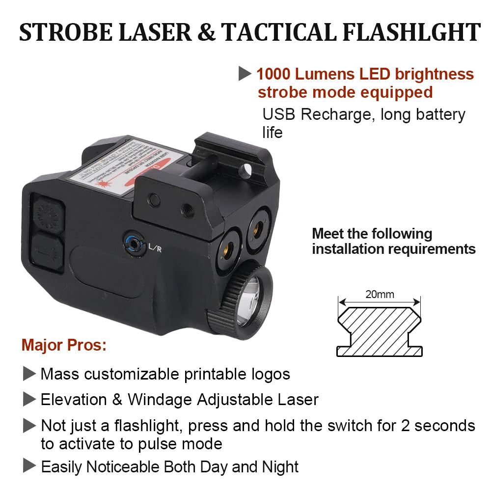 1077 Dual Laser Sight, Laser Pointer, USB Rechargeable, 20mm Picatinny Rail