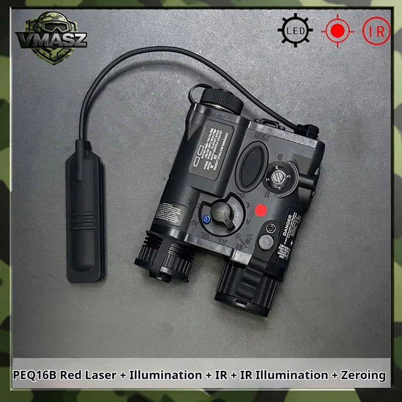 PEQ16B Red Green Laser IR Infrared Illuminator LED Flashlight 20mm Picatinny Tactical Hunting Night Game Accessory
