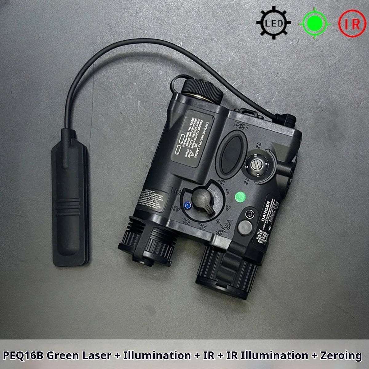 PEQ16B Red Green Laser IR Infrared Illuminator LED Flashlight 20mm Picatinny Tactical Hunting Night Game Accessory