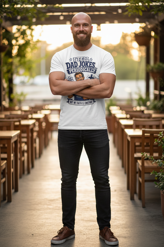 Dad Jokes Faith Tee - Male Model